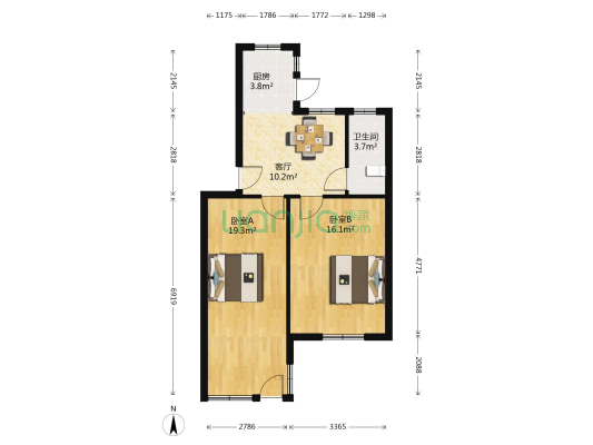姚港坝南村 2室1厅1卫 57平方