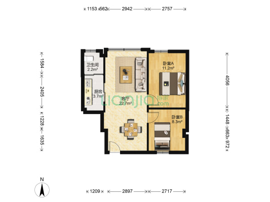 凤凰新村 2室1厅1卫 66平方