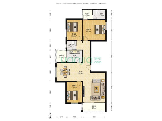 荣昌街3号 3室1厅2卫 132平方