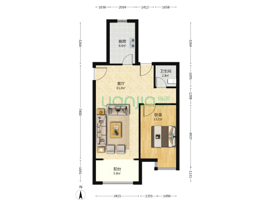 南屏小区 1室1厅1卫 87平方