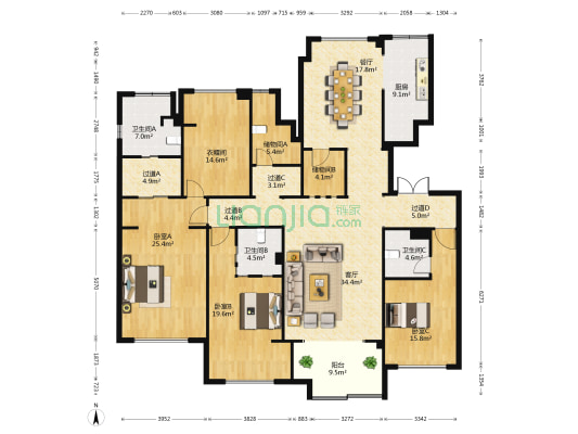 华夏御府御棠 3室2厅3卫 346平方