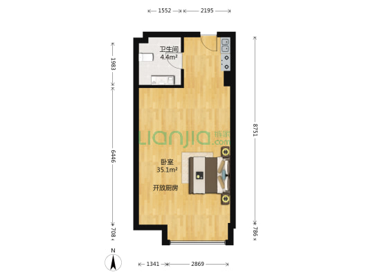 国瑞城公寓 1室0厅1卫 56平方