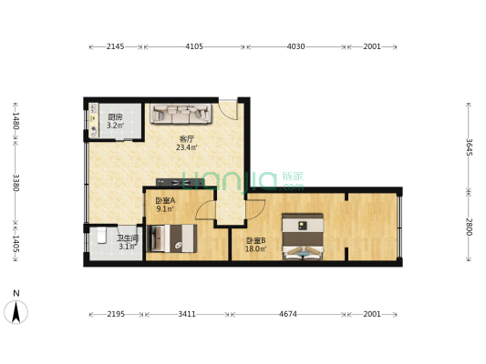 二环路西三段26号 2室1厅1卫 70平方