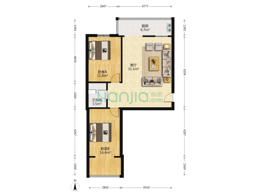 龙源小区 2室1厅1卫 96平方