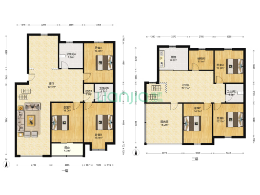 碧波花园（吴江） 6室1厅3卫 240平方