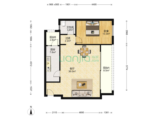 拉菲公馆B区 1室1厅1卫 140平方