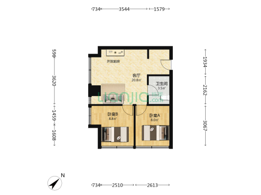 沧达大厦 2室1厅1卫 58平方