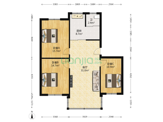新合六村 3室1厅1卫 98平方
