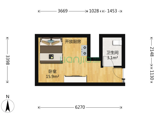 锦桦大厦锦桦荟 1室0厅1卫 35平方