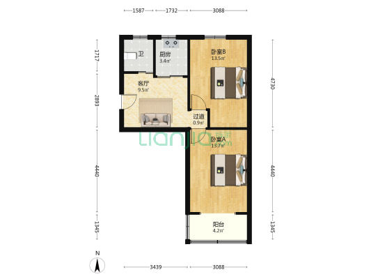 西长小区 2室1厅1卫 56平方