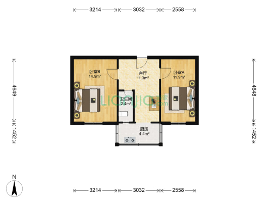 林苑西里 2室1厅1卫 57平方