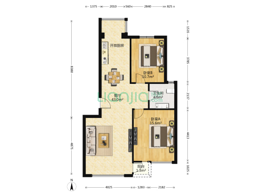佳和园 2室1厅1卫 96平方