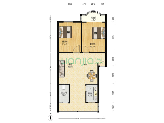 宏运苑 2室1厅1卫 95平方