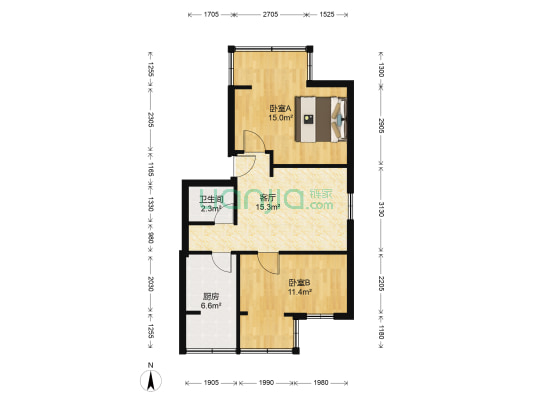 蓓蕾西巷6号 2室1厅1卫 59平方