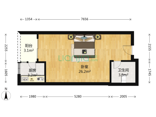 蓝钻星座 1室0厅1卫 47平方