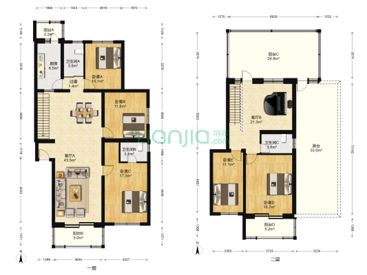 扬州水乡 5室2厅3卫 210平方