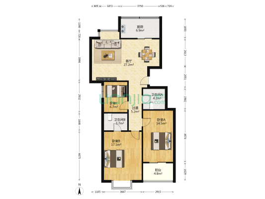 金玉人家 3室1厅2卫 113平方