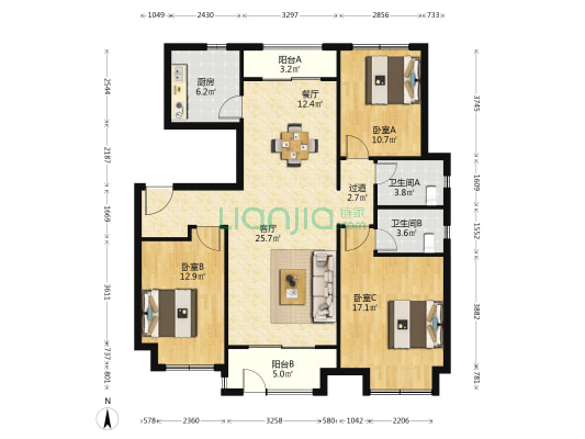 一品滨江湾东区 3室2厅2卫 122平方