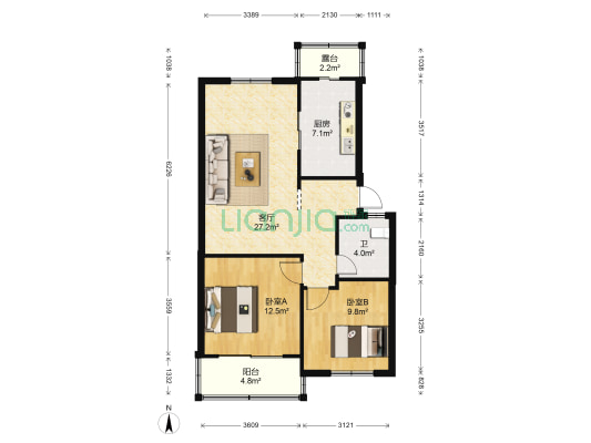 百丈东路878弄 2室1厅1卫 79平方
