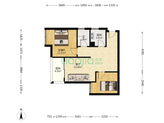 两山秀苑 2室1厅1卫 65平方