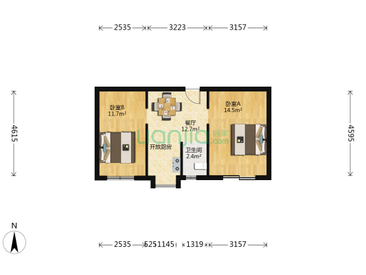 长春师范宿舍楼 2室1厅1卫 55平方