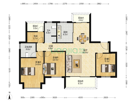 龙湖春江天曜二期 4室1厅2卫 143平方