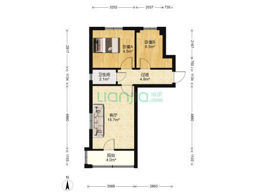 长虹路443号 2室1厅1卫 50平方