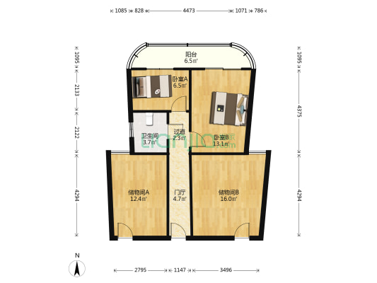 小区花园中间位置，住家安静舒适，生活便利-户型图