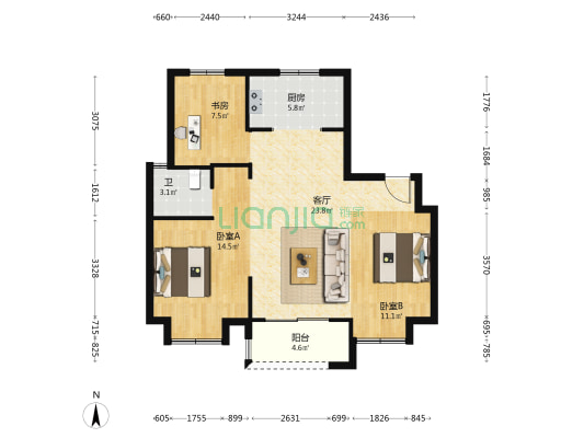凯昇望宁里 3室1厅1卫 89平方
