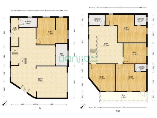 金湖园 5室2厅4卫 169平方