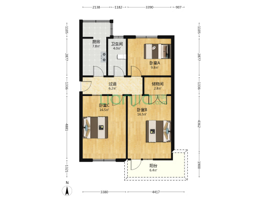 阜阳北路276号 3室0厅1卫 85平方