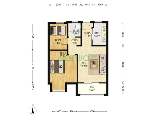 碧桂园仙林东郡 2室1厅1卫 82平方