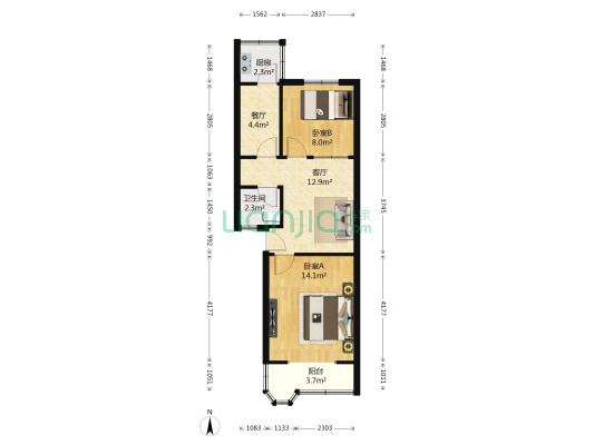 芦庄一区 2室2厅1卫 58平方