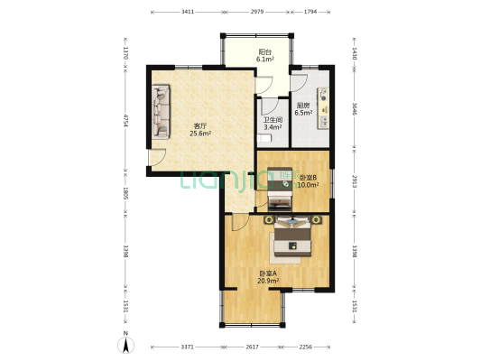 中电科三十三所北区(西院） 2室1厅1卫 49平方
