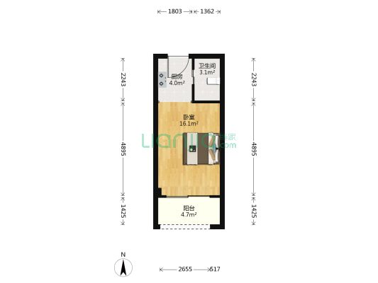 恒威壹品君园 1室0厅1卫 34平方