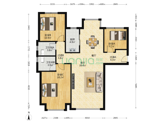 东风·佳园三期 3室1厅2卫 125平方