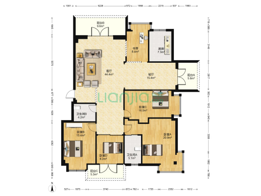 玫瑰园 5室2厅2卫 182平方