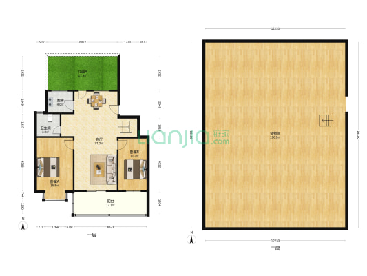 都市山庄小区 2室1厅1卫 99平方