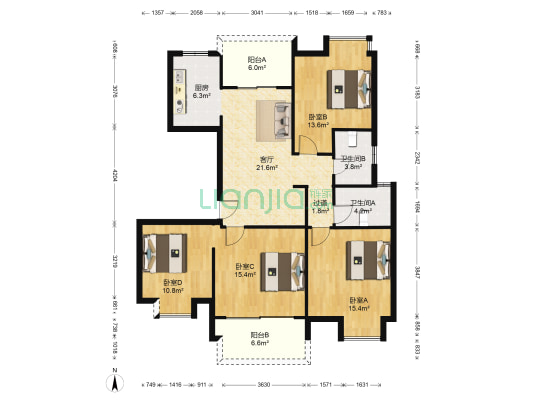 祥生福田花园 4室1厅2卫 180平方