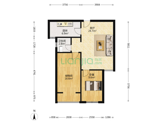 君泰中央公园C区 1室1厅1卫 92平方