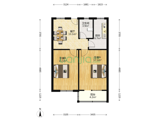 绿园小区 2室1厅1卫 76平方