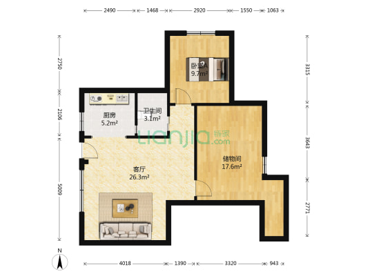 南堤路 1室1厅1卫 72平方