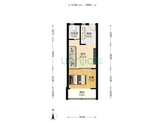 梅岭新村 1室1厅1卫 38平方