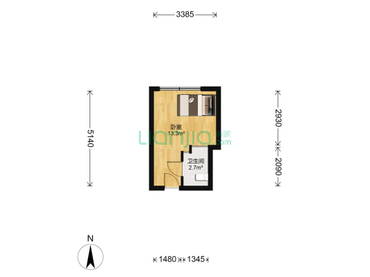 紫晶商务城 1室0厅1卫 27平方