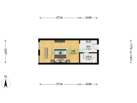金昌大厦 1室0厅1卫 86平方
