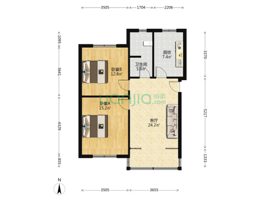 五星新村七区西区 2室1厅1卫 76平方