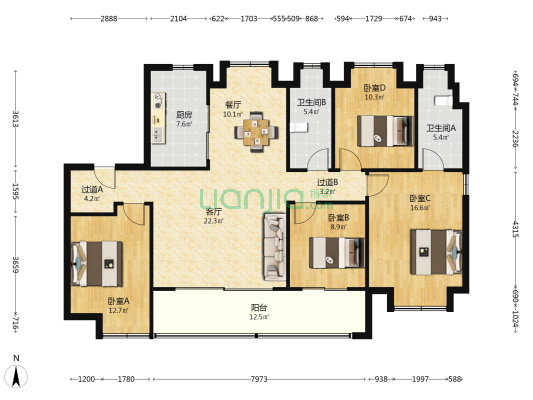 绿城·桂语朝阳 4室2厅2卫 140平方