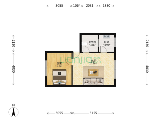 北顺巷 1室1厅1卫 57平方