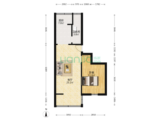 玉林东路7号 1室1厅1卫 51平方
