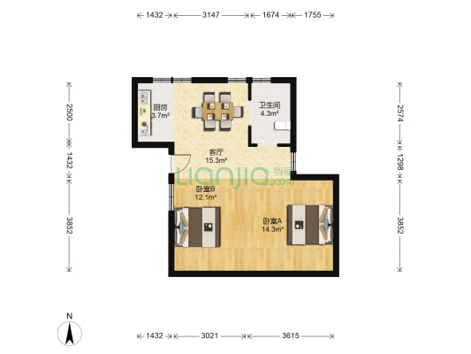 紫竹名苑 2室1厅1卫 64平方